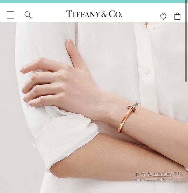Tiffany純銀飾品 蒂芙尼女士專櫃爆款T1寬版梯鑽手鐲  zgt1744